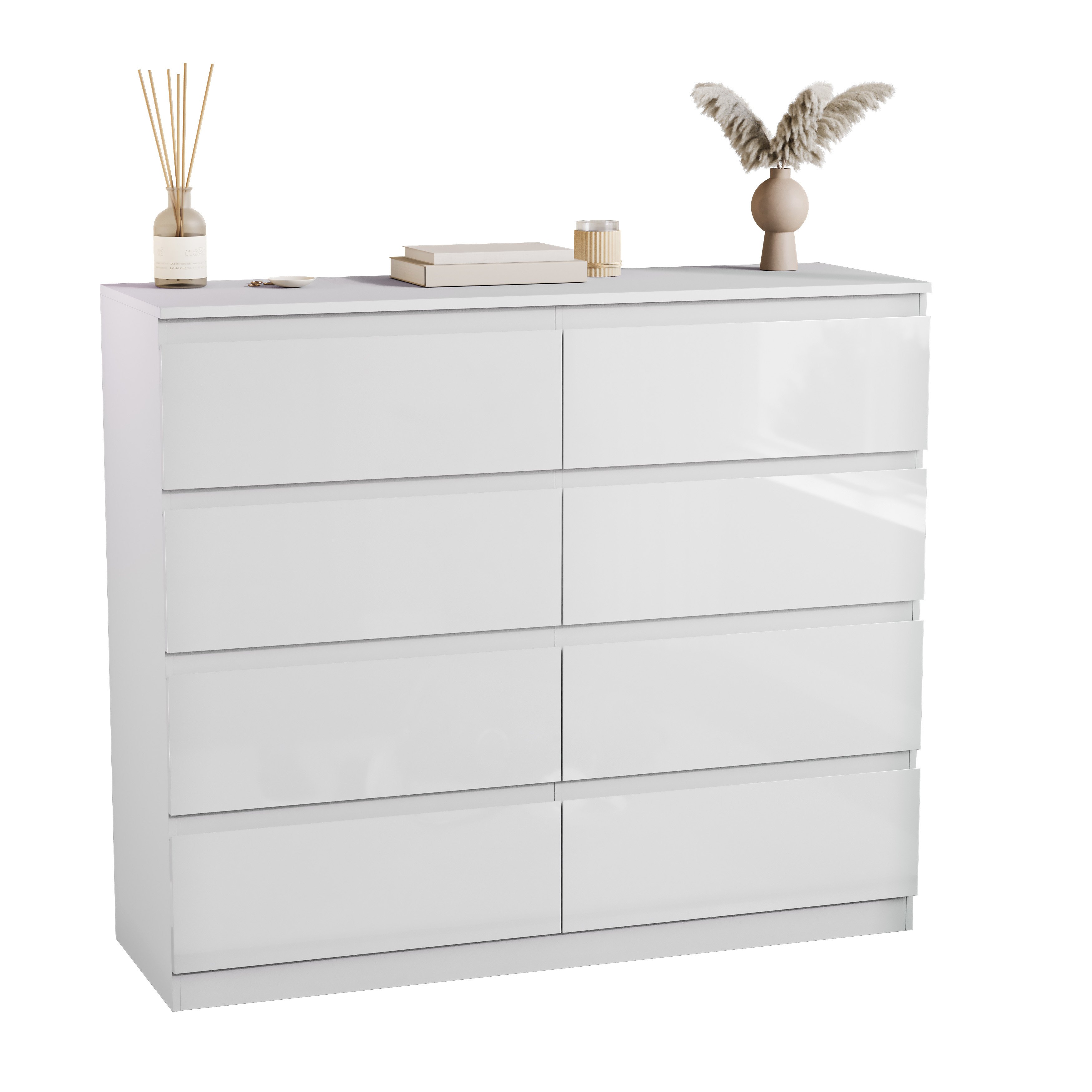 Vida Designs Glinton High Gloss 8 Drawer Chest - White - Image 8