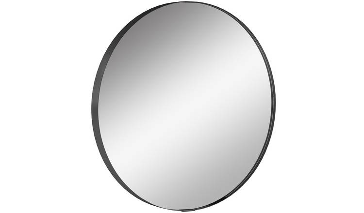 HOMCOM Aluminium Round Wall Mounted Mirror - Black