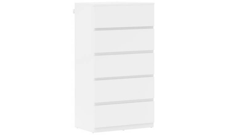 HOMCOM 5 Drawers Floor Tower Cupboard - White