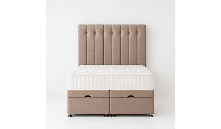 Comfy Deluxe Leo 3ft Single Plush Velvet End Lift Ottoman Bed Set - Beige