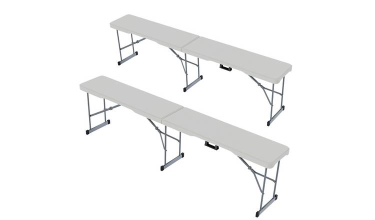 Home Vida 6ft Indoor & Outdoor Folding Benches - Set of 2 - White