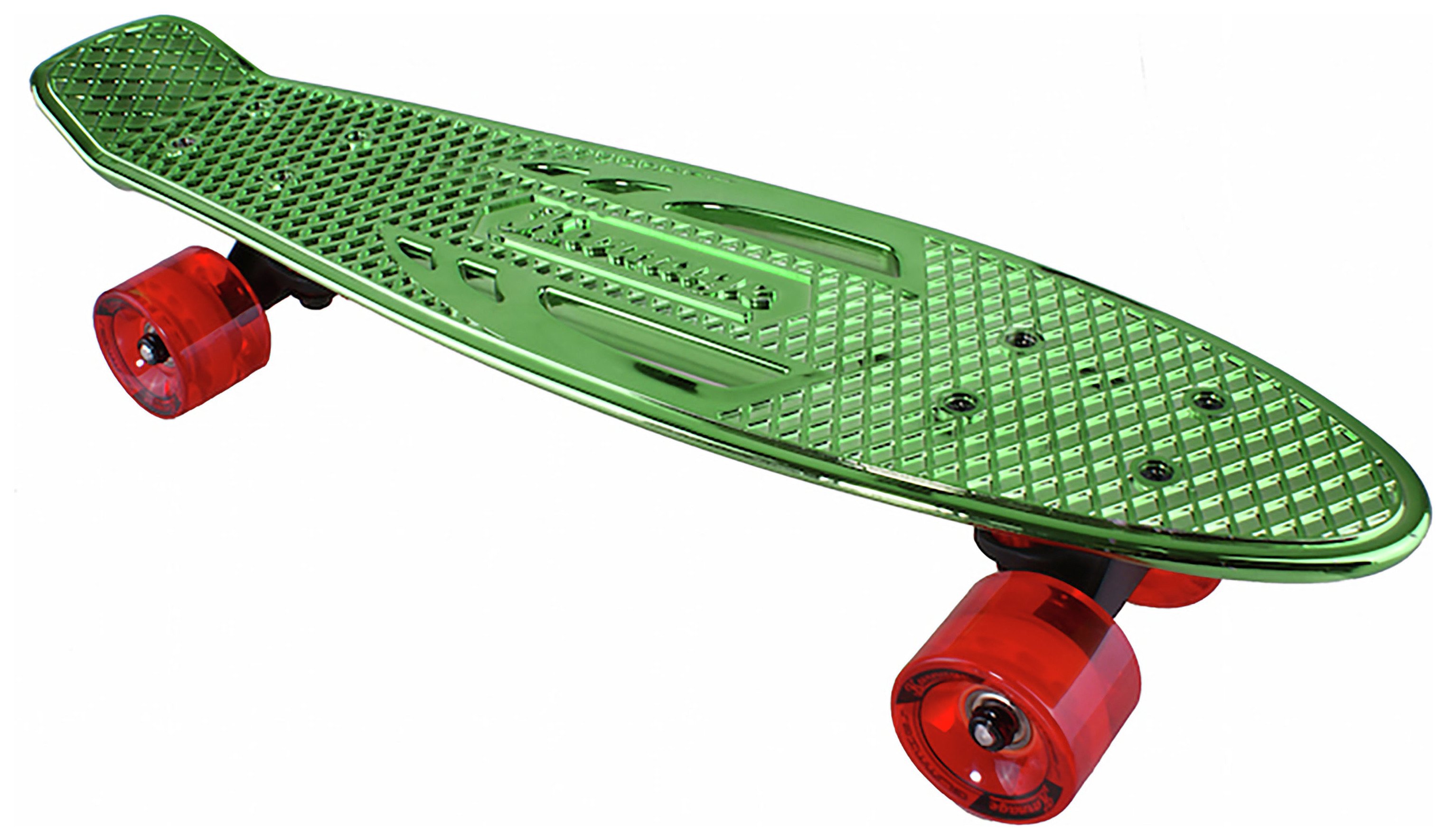 Karnage Retro Skateboard - Chrome and Green