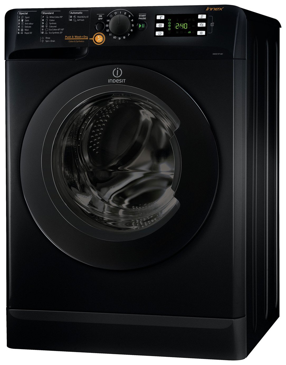 Indesit XWDE751480XK 7KG/5KG 1400 Spin Washer Dryer - Black