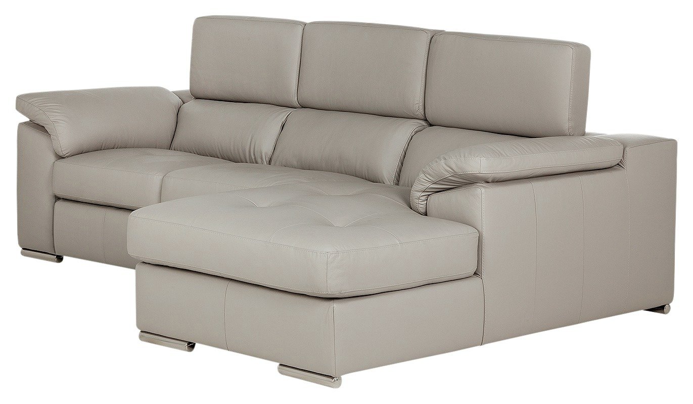 Argos Home Valencia Right Corner Leather Sofa - Light Grey