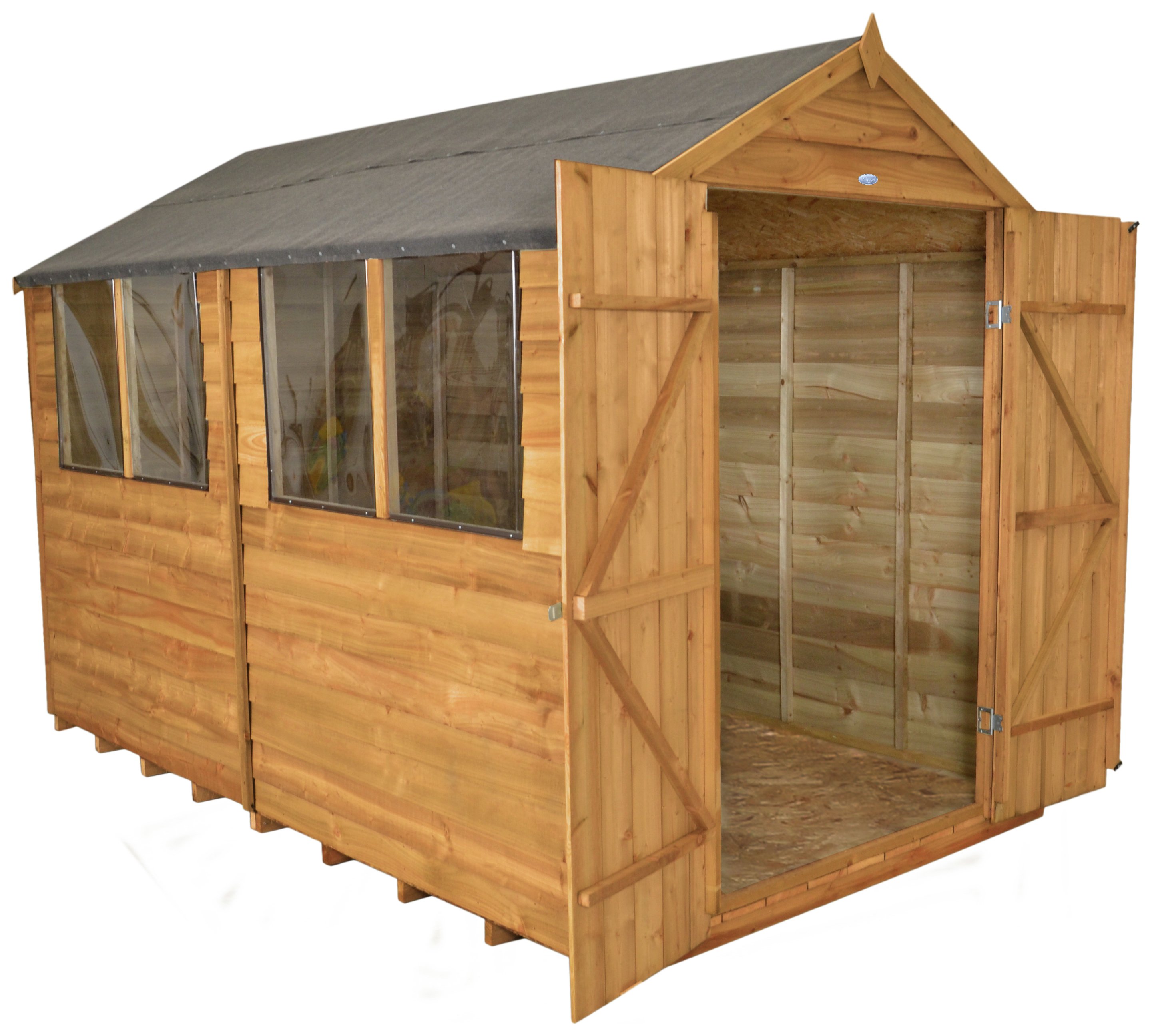 Forest 10 x 8ft Overlap Wooden Apex Shed - Double Door