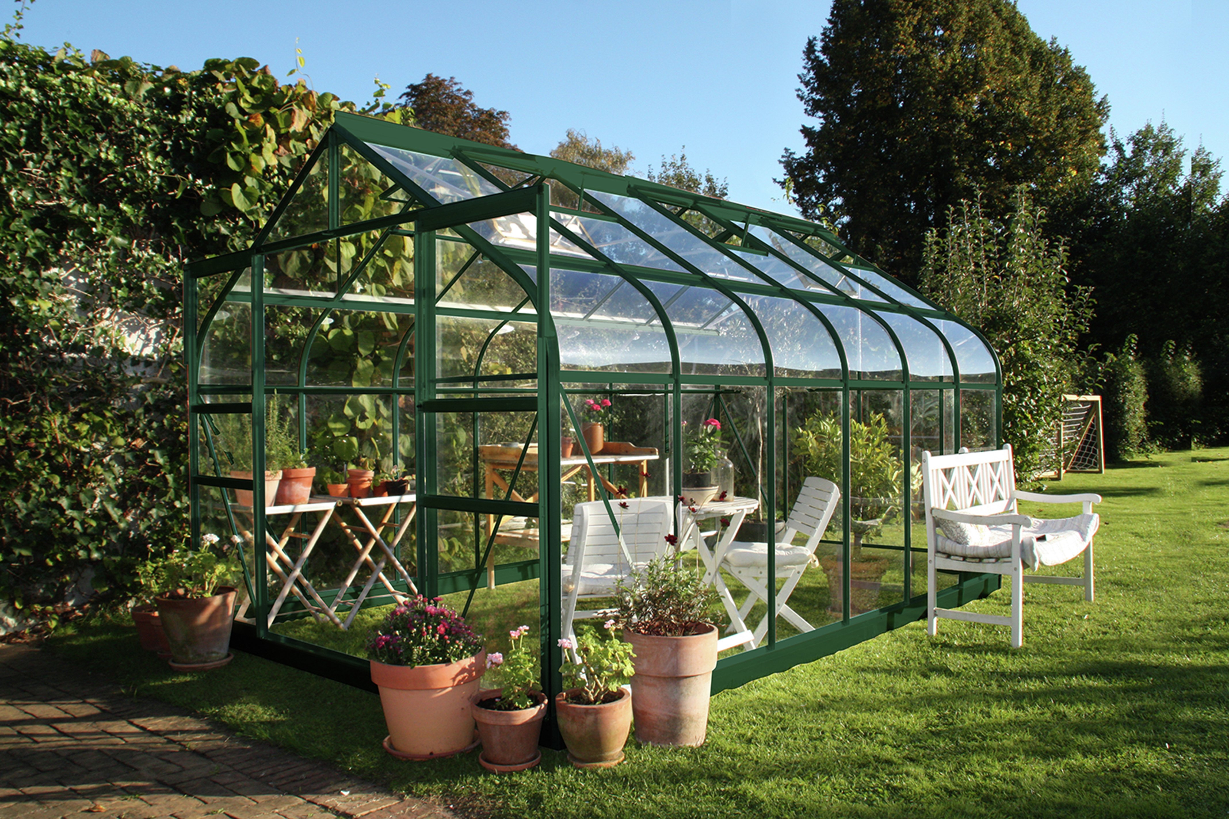 Halls Supreme Toughened Glass 12 x 8ft Greenhouse with Base