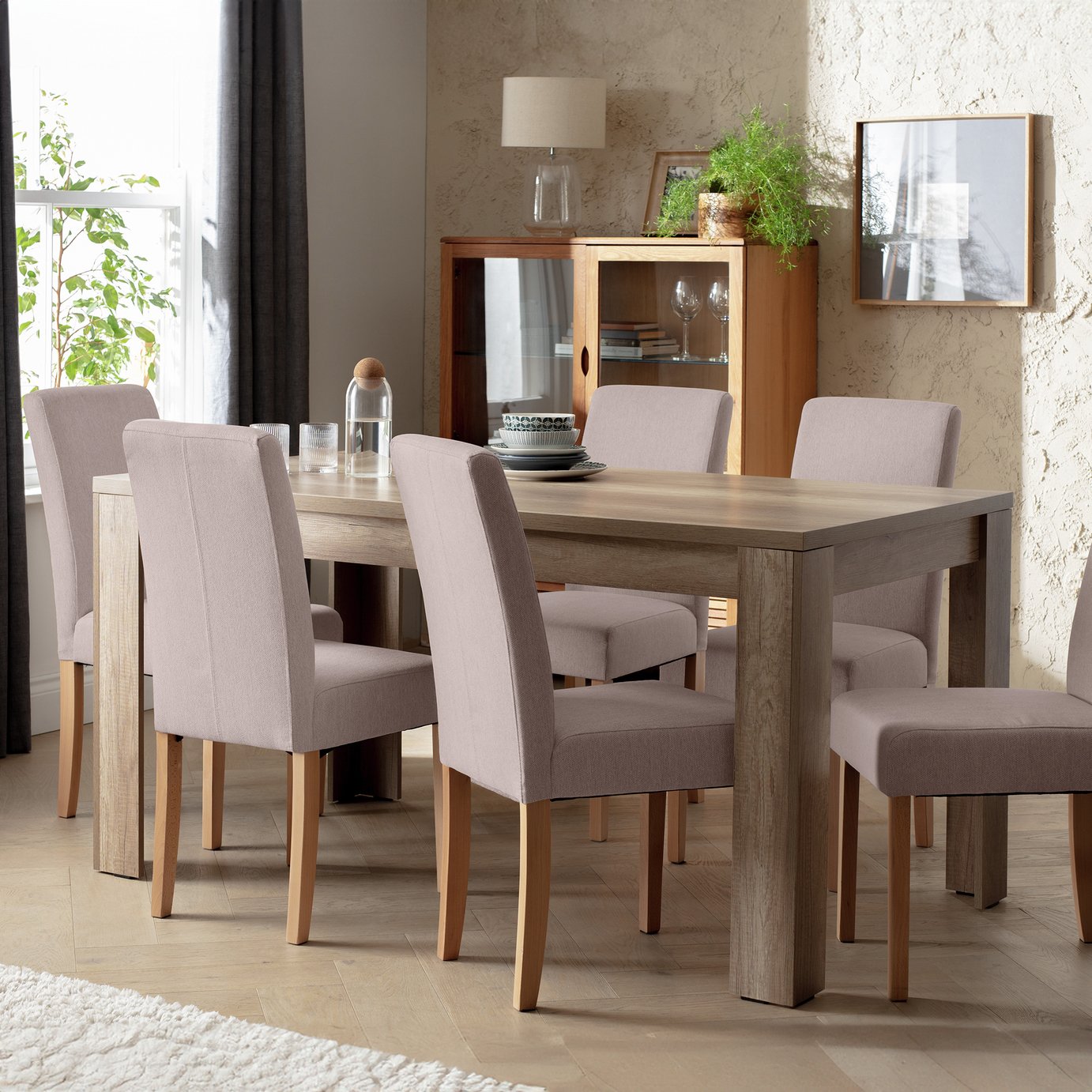 Argos Home Preston Dining Table & 6 Brown Chairs