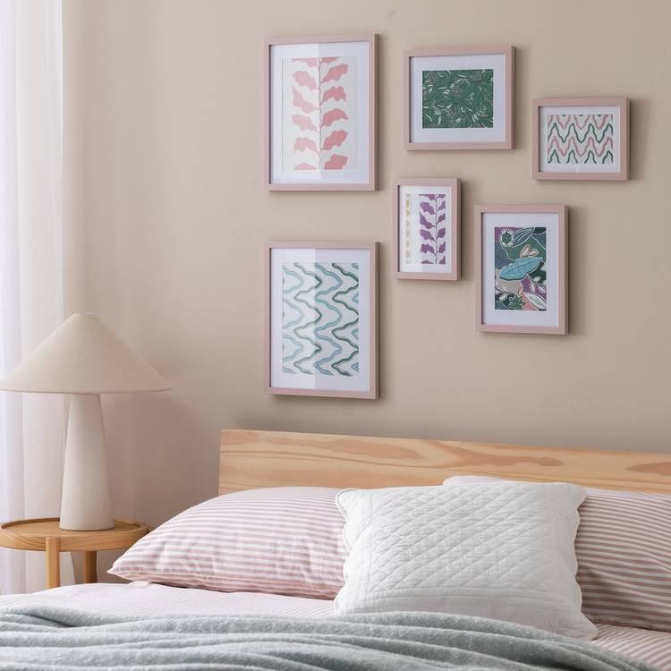 Habitat Pack of 6 Pink Wooden Picture Frames 0