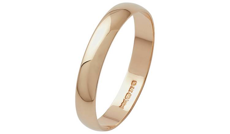 Revere 9ct Gold D-Shape Wedding Ring - O