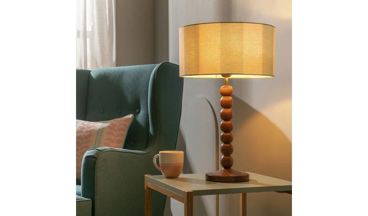 Habitat Bobbin Mango Wood Table Lamp Base Only - Walnut