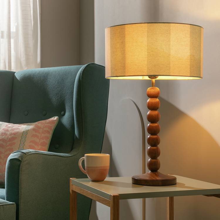 Habitat Bobbin Mango Wood Table Lamp Base Only - Walnut 0