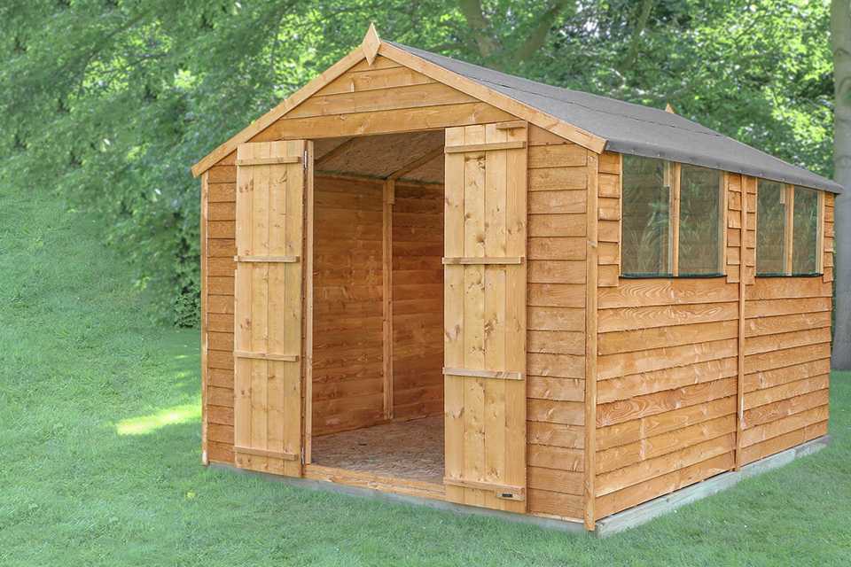 A Mercia wooden 12 x 8ft overlap garden shed.