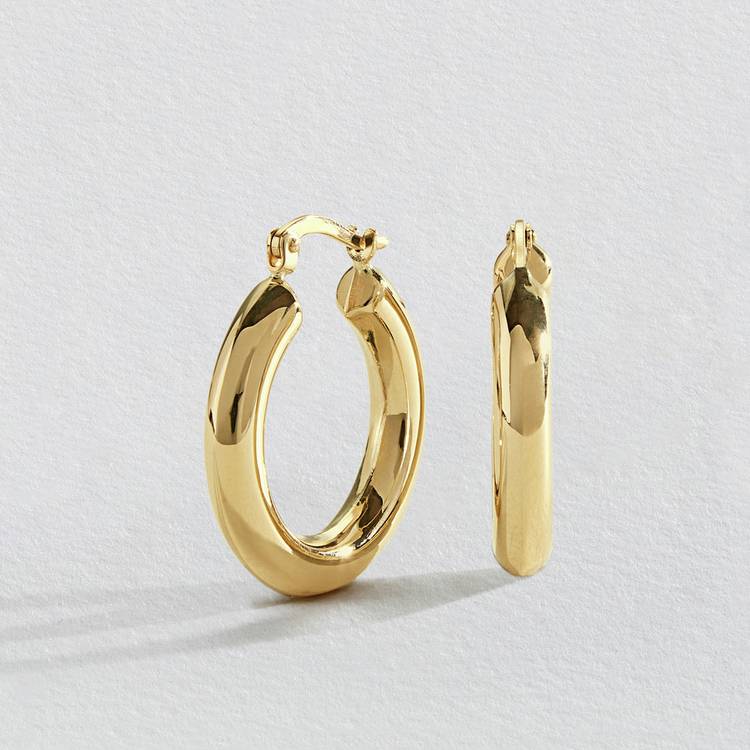 Revere 9ct Yellow Gold Chunky Hoop Earrings 0