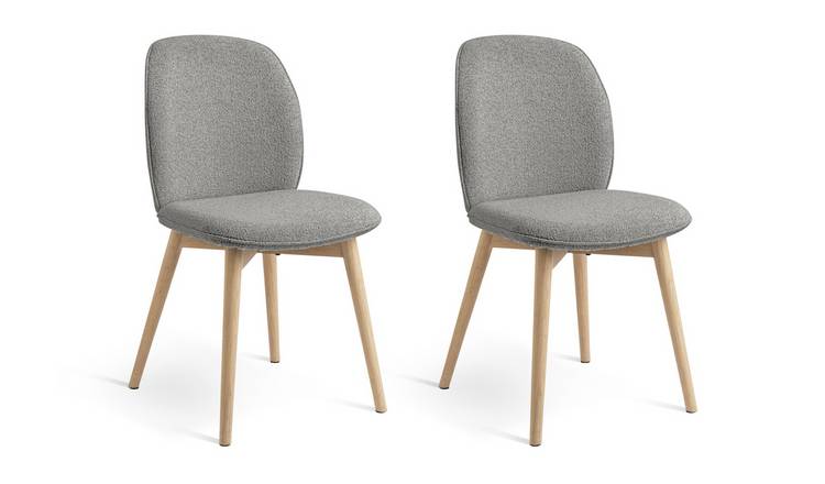 Habitat Laurel Pair of Fabric Dining Chairs - Light Grey