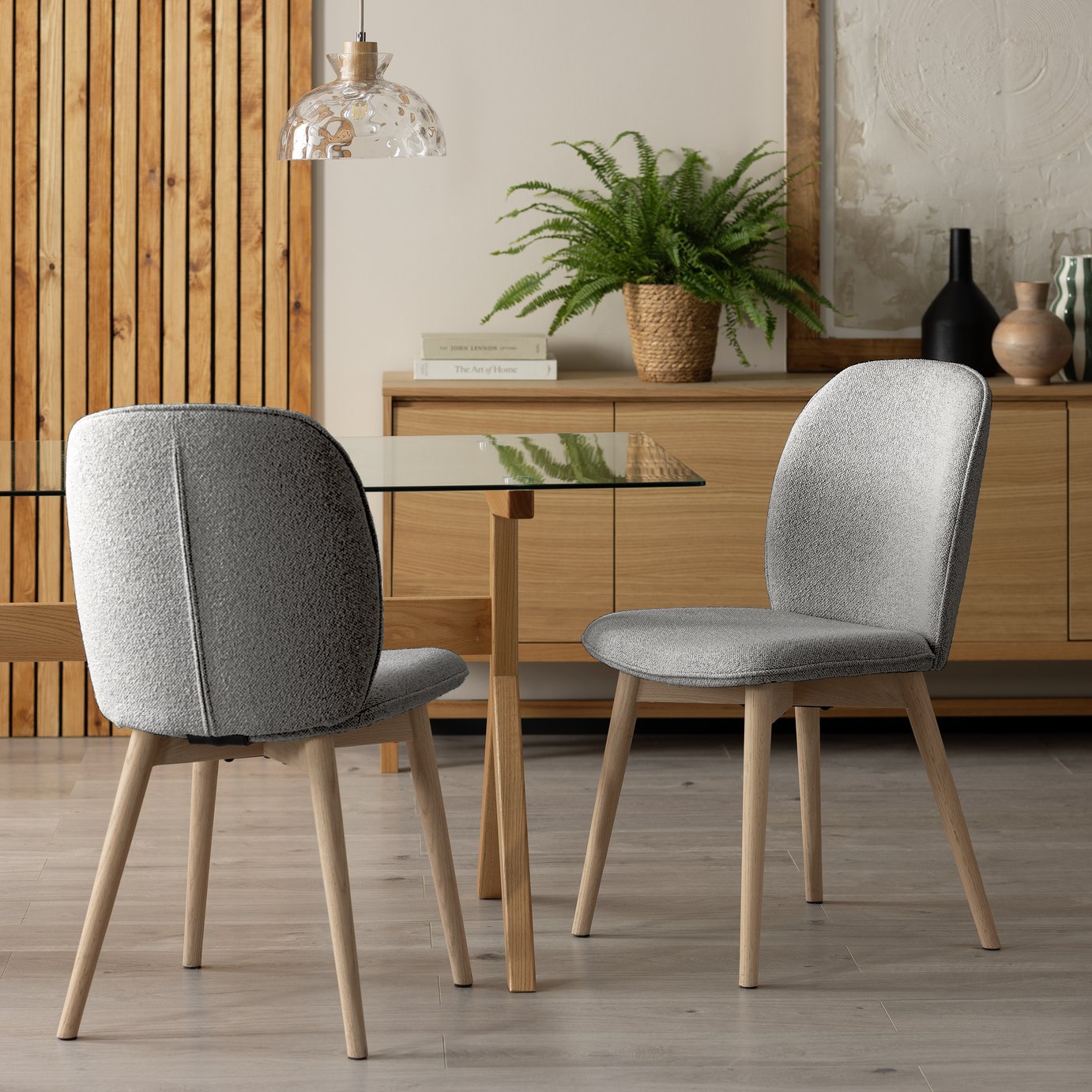 Habitat Laurel Pair of Fabric Dining Chairs - Grey