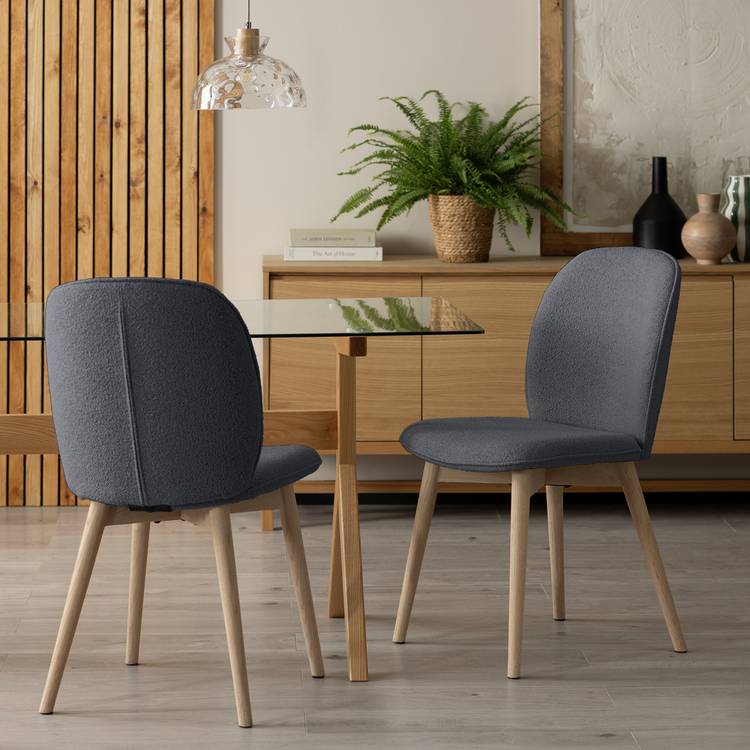 Habitat Laurel Pair of Fabric Dining Chairs - Grey 0