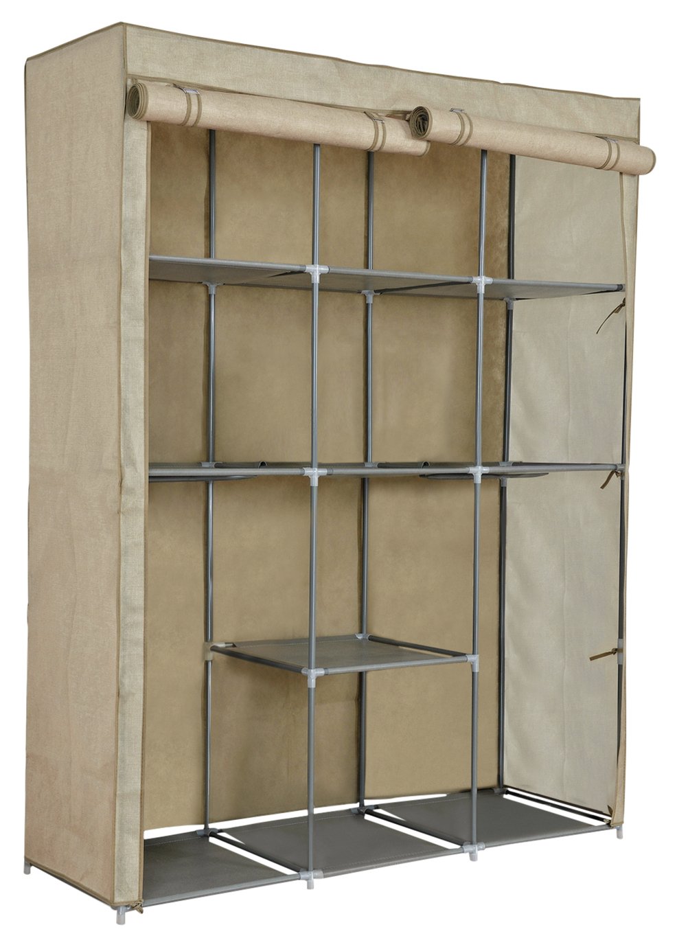 Argos Home Dbl Modular Metal Framed Fabric Wardrobe - Jute