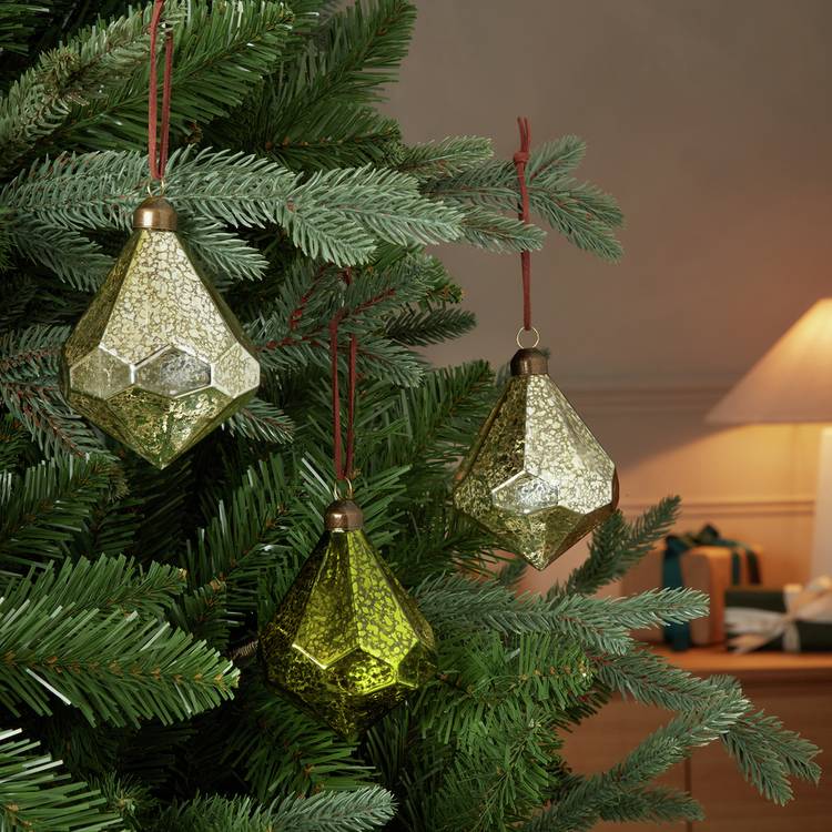 Habitat Pack of 3 Glass Christmas Baubles - Jewel Tones 0