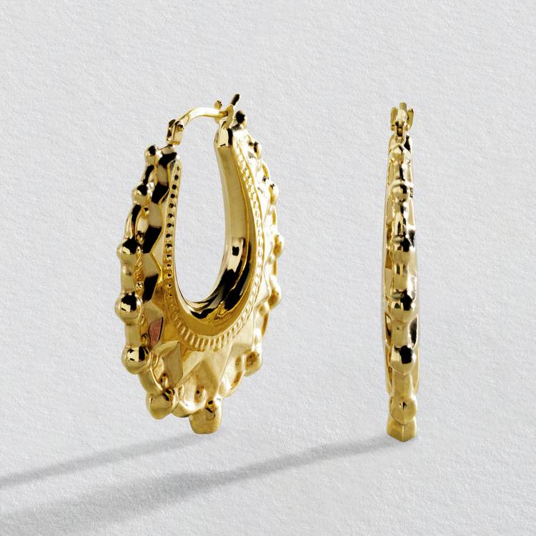 Revere 9ct Bonded Gold Sterling Silver Creole Hoop Earrings 0