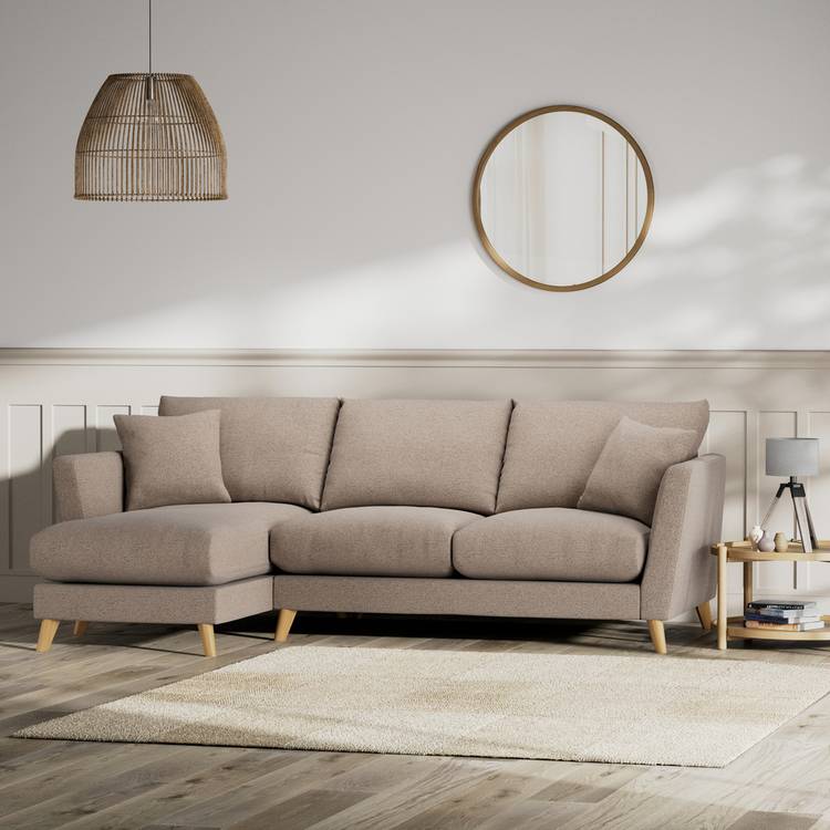 Habitat Lomond Left Hand Corner Sofa - Mocha - Ash Leg 0