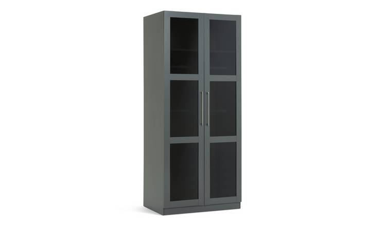 Buy Habitat Hamburg 2 Door Double Glass Wardrobe-Dark Grey | Wardrobes ...