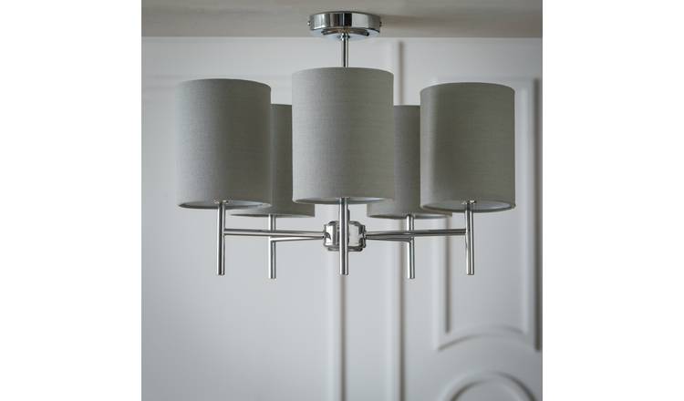 Argos Home Candelabra Steel 5 Light Ceiling Light - Grey