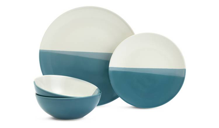 Buy Habitat Dipped 12 Piece Stoneware Dinner Set Multicoloured Dinnerware and dinner sets Argos