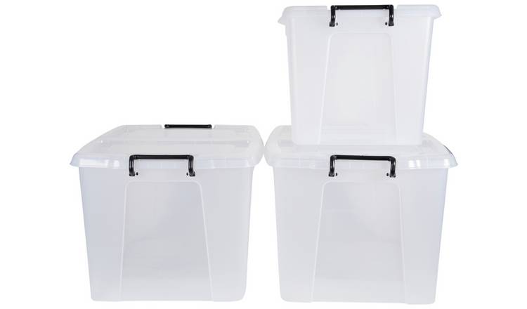 Strata 2 x 65L, 1 x 40L Storage Boxes Pack - Clear