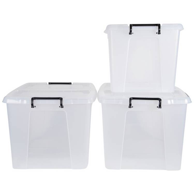 Strata 2 x 65L, 1 x 40L Storage Boxes Pack - Clear 0