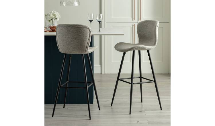 Habitat Etta Pair of Fabric Bar Stools - Natural
