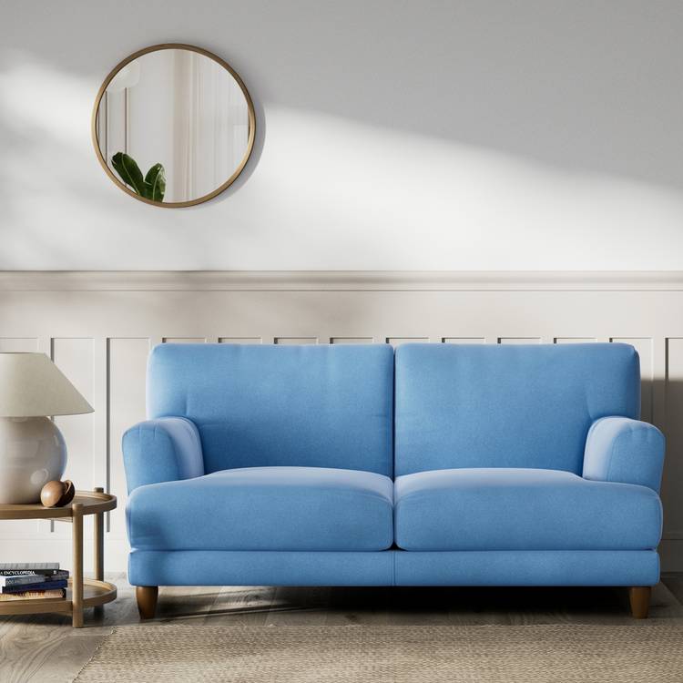 Habitat Askem Velvet 2 Seater Sofa - Sky Blue - Dark Leg 0