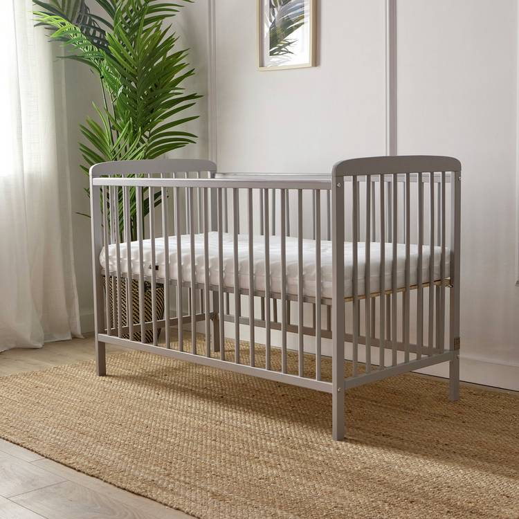 Baby Elegance Starlight Baby Cot with Mattress - Grey 0