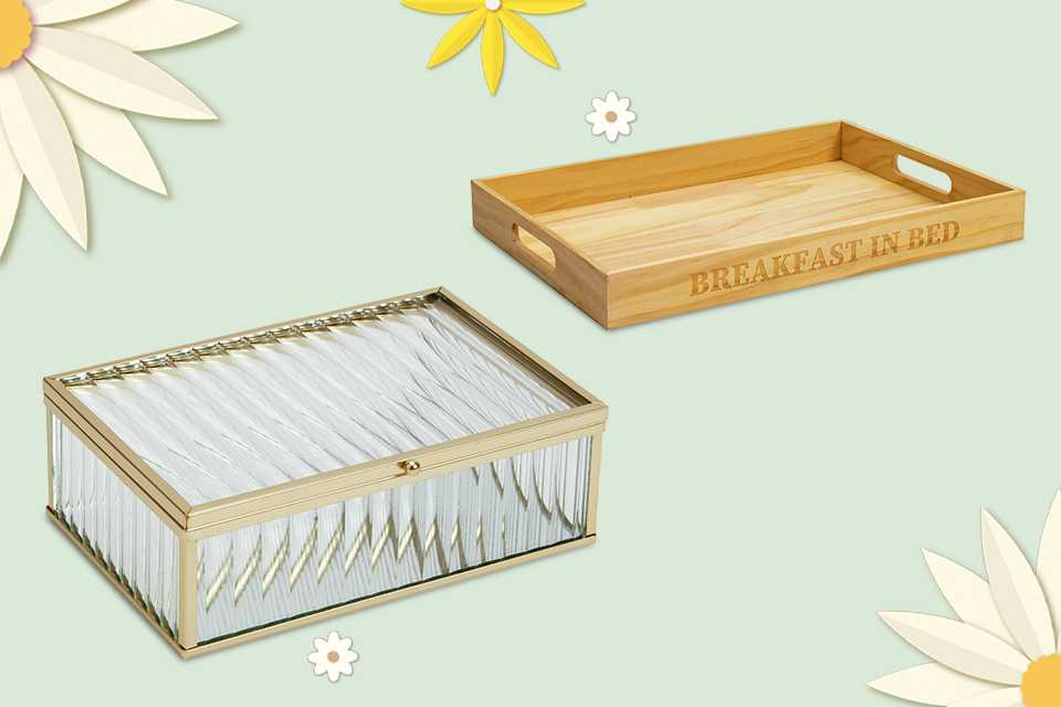 A Mini Jewellery Box and a Breakfast in bed tray.