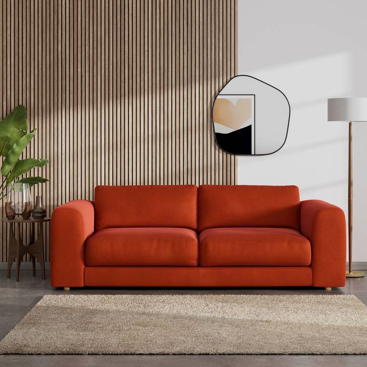 Habitat Ayr Velvet  4 Seater Sofa - Burnt Orange 0