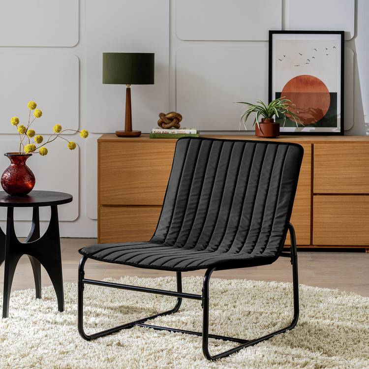 Habitat Riba Fabric Sling Accent Chair - Charcoal 0