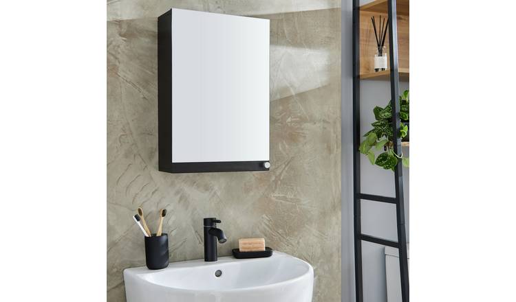 Argos Home Prime Single Mirrored Wall Cabinet - Black