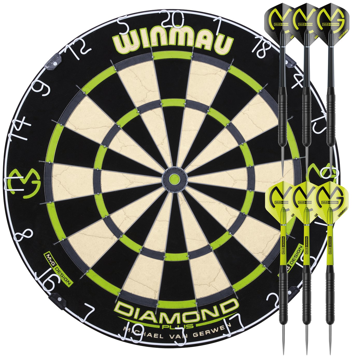 Winmau Michael van Gerwen MvG Diamond Dartboard & Darts Set