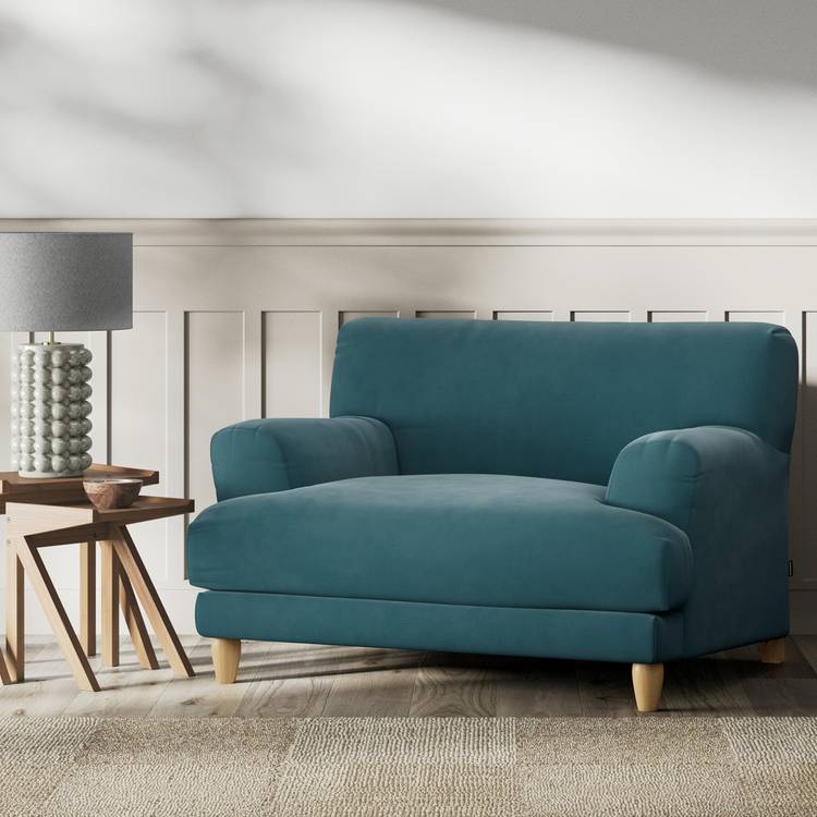 Habitat Askem Fabric Cuddle Chair - Teal - Ash Leg 0