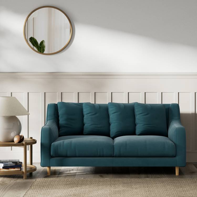 Habitat Swift Fabric 2 Seater Sofa - Teal - Ash Leg 0