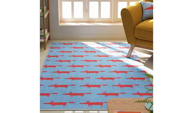 Habitat x Scion Mr Fox Printed Rug - 160 x 230cm - Blue 