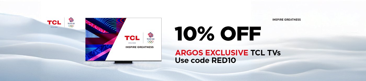 TCL. 10% off Argos exclusive TCL TVs. Use code RED10.