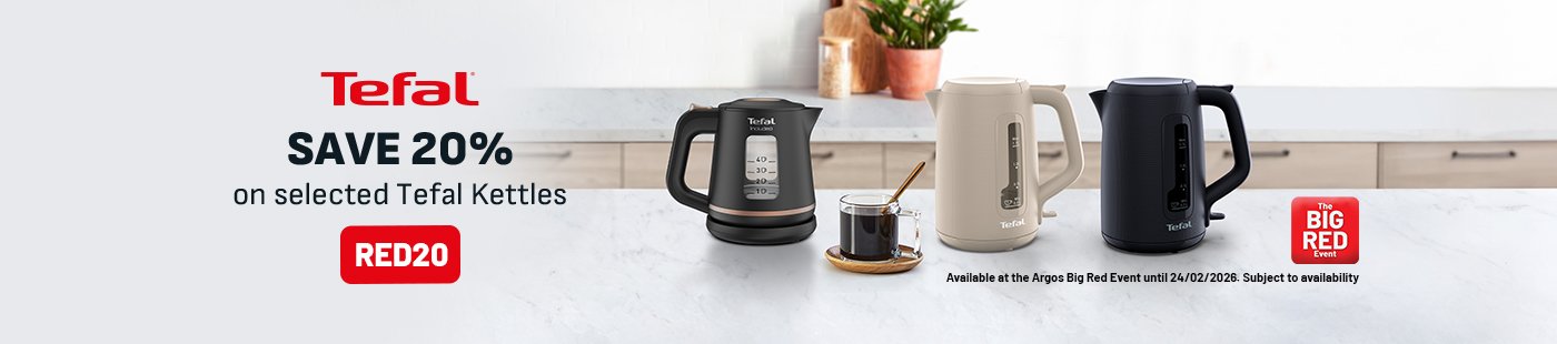The Big Red Event. Tefal. Save 20% on selected Tefal kettles. Use code RED20.