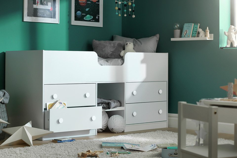 Habitat Jackson Shorty 4 Drawer Midsleeper Bed Frame - White.
