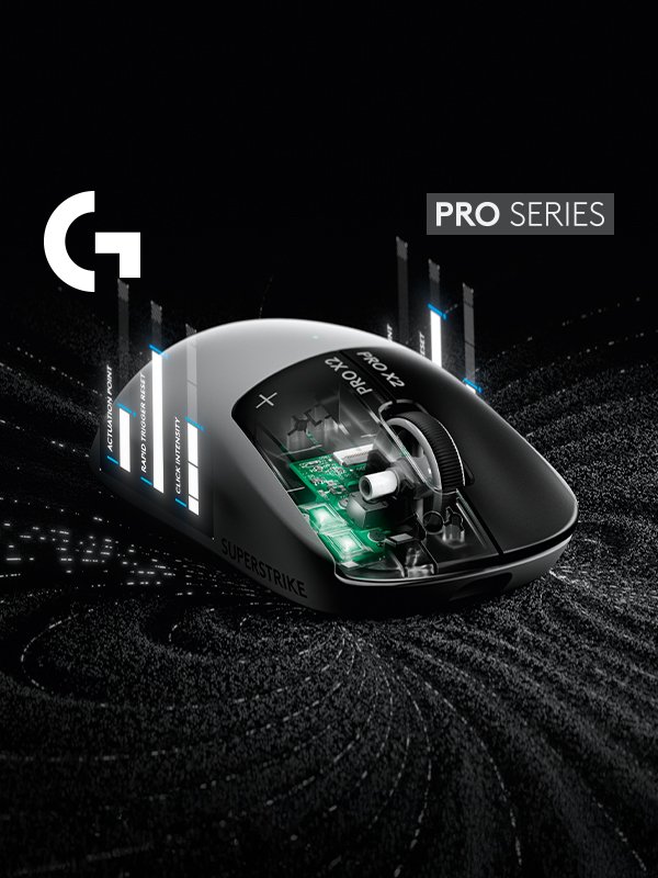 Logitech. Pro X2 Superstrike. The winning click.