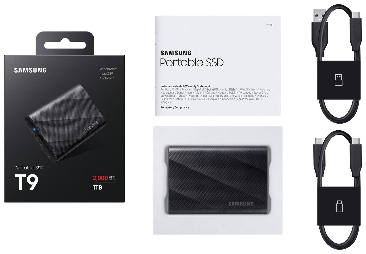 外付けハードディスク・ドライブ Samsung Portable SSD T9 1TB Buy Samsung T9 USB 3.2 1TB Portable SSD - Black | External hard