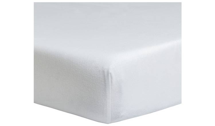 Home Essentials Brushed Cotton White Fitted Sheet - Single