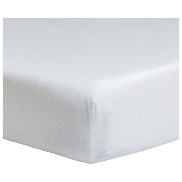 Home Essentials Brushed Cotton White Fitted Sheet - Single 0