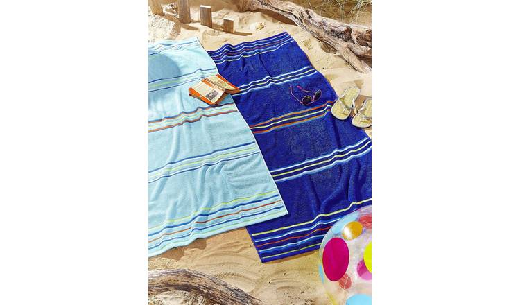 Catherine Lansfield 2 Pack Beach Towel - Navy & Blue