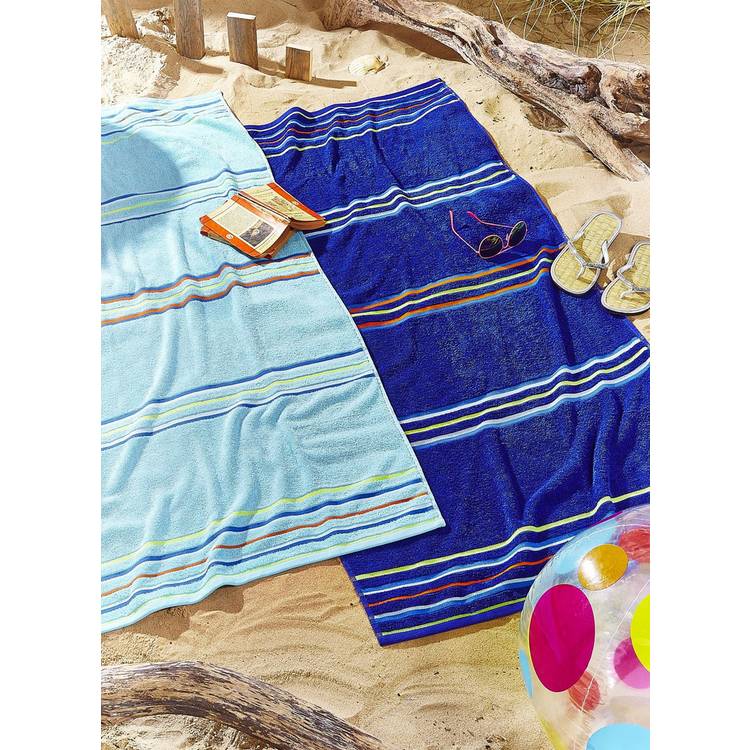 Catherine Lansfield 2 Pack Beach Towel - Navy & Blue 0