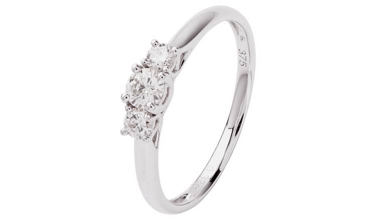 Revere 9ct White Gold 0.33ct Diamond Engagement Ring - K